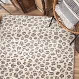 Orian Rugs Skins Snow Leopard Machine Woven Polypropylene Contemporary Area Rug Grey Polypropylene