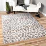 Orian Rugs Skins Snow Leopard Machine Woven Polypropylene Contemporary Area Rug Grey Polypropylene