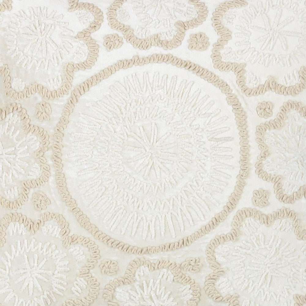 Pasargad Home Naples Luxury Embroidered Pillow – Enhance Your Space With Glamorous Style Ivory Cotton & Bamboo Silk Pcc-7066