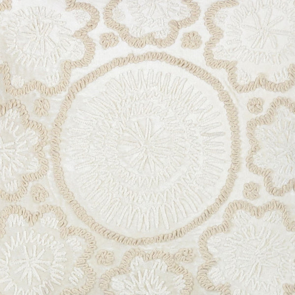 Pasargad Home Naples Luxury Embroidered Pillow – Enhance Your Space With Glamorous Style Ivory Cotton & Bamboo Silk Pcc-7066