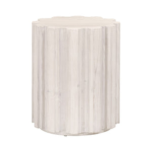 Essentials For Living Roma Round Accent Table - Eco-friendly Reclaimed Pine With Whitewash Finish, Chic Transitional Design White Wash Pine Solid Reclaimed Pine,Reclaimed Pine Veneer,Mdf 8107.Ww-pne