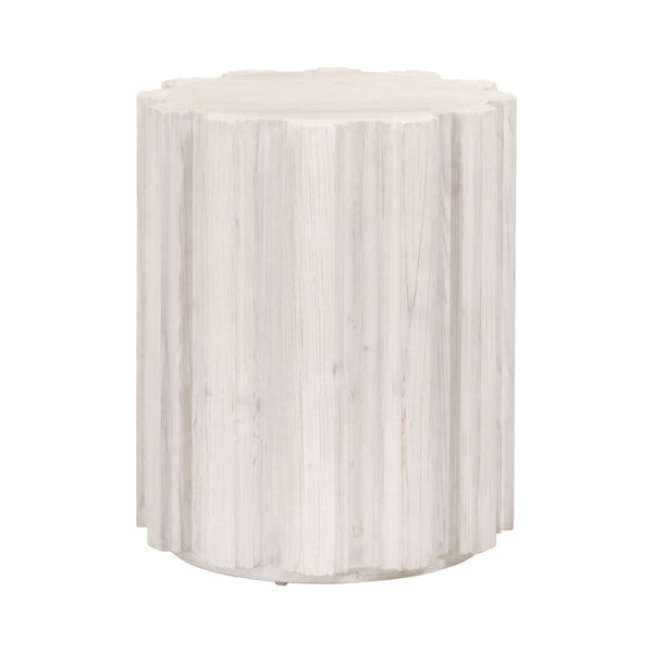 Essentials For Living Roma Round Accent Table - Eco-friendly Reclaimed Pine With Whitewash Finish, Chic Transitional Design White Wash Pine Solid Reclaimed Pine,Reclaimed Pine Veneer,Mdf 8107.Ww-pne