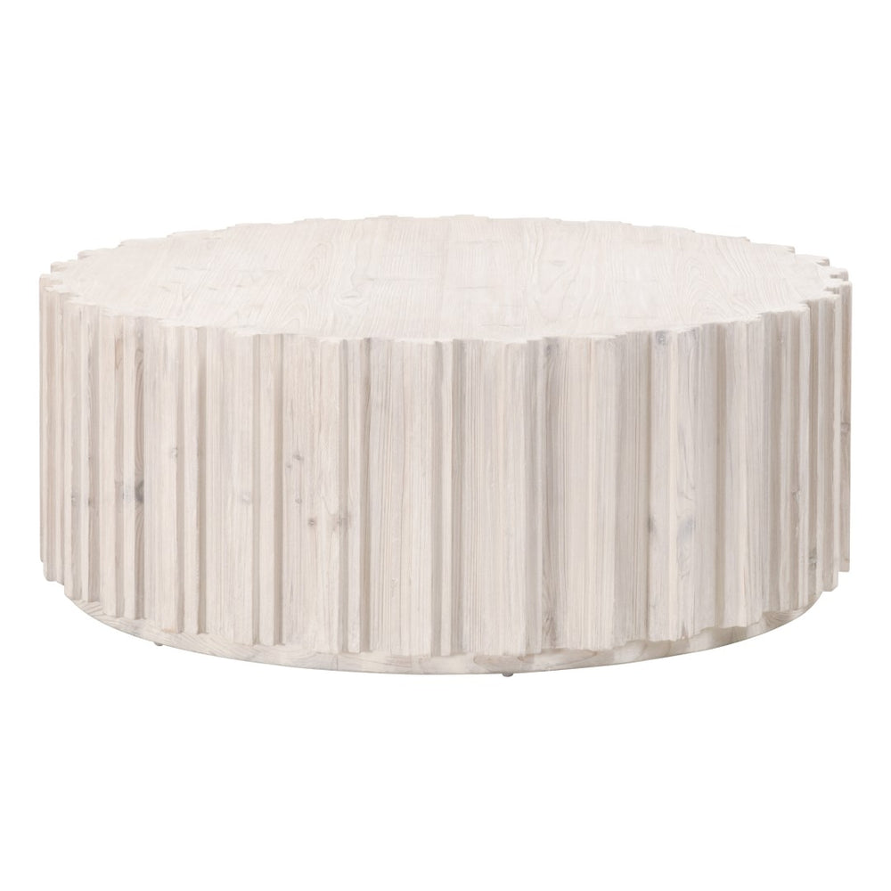 Essentials For Living Roma Coffee Table - Elegant Round Design With Whitewash Finish & Reclaimed Pine For Your Living Room White Wash Pine Solid Reclaimed Pine,Reclaimed Pine Veneer,Mdf 8104.Ww-pne