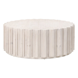 Essentials For Living Roma Coffee Table - Elegant Round Design With Whitewash Finish & Reclaimed Pine For Your Living Room White Wash Pine Solid Reclaimed Pine,Reclaimed Pine Veneer,Mdf 8104.Ww-pne