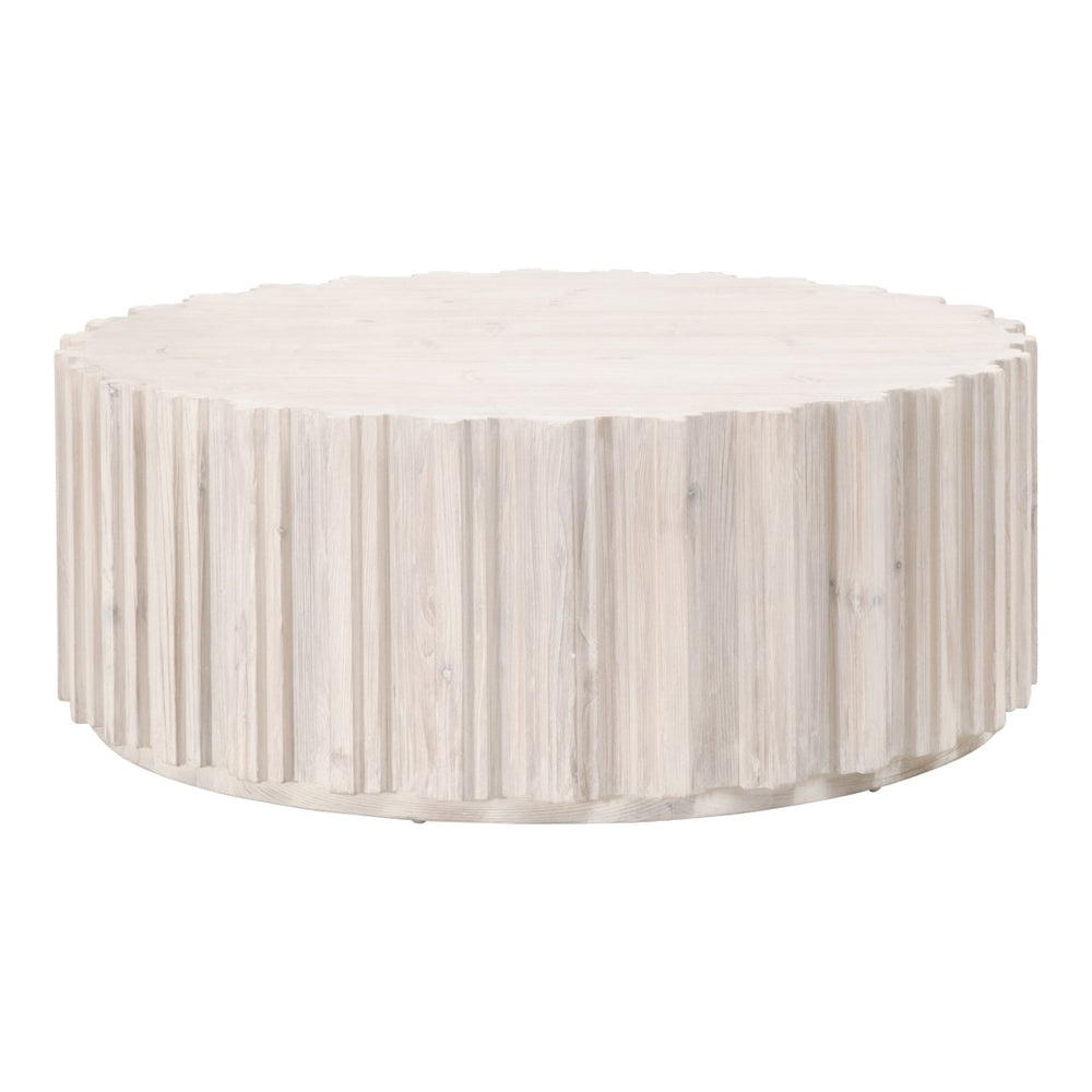 Essentials For Living Roma Coffee Table - Elegant Round Design With Whitewash Finish & Reclaimed Pine For Your Living Room White Wash Pine Solid Reclaimed Pine,Reclaimed Pine Veneer,Mdf 8104.Ww-pne