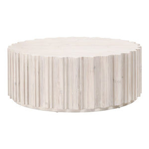 Essentials For Living Roma Coffee Table - Elegant Round Design With Whitewash Finish & Reclaimed Pine For Your Living Room White Wash Pine Solid Reclaimed Pine,Reclaimed Pine Veneer,Mdf 8104.Ww-pne