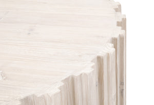 Essentials For Living Roma Coffee Table - Elegant Round Design With Whitewash Finish & Reclaimed Pine For Your Living Room White Wash Pine Solid Reclaimed Pine,Reclaimed Pine Veneer,Mdf 8104.Ww-pne
