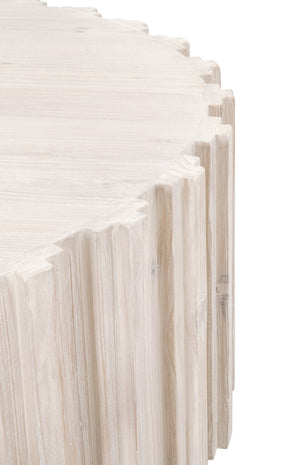 Essentials For Living Roma Coffee Table - Elegant Round Design With Whitewash Finish & Reclaimed Pine For Your Living Room White Wash Pine Solid Reclaimed Pine,Reclaimed Pine Veneer,Mdf 8104.Ww-pne