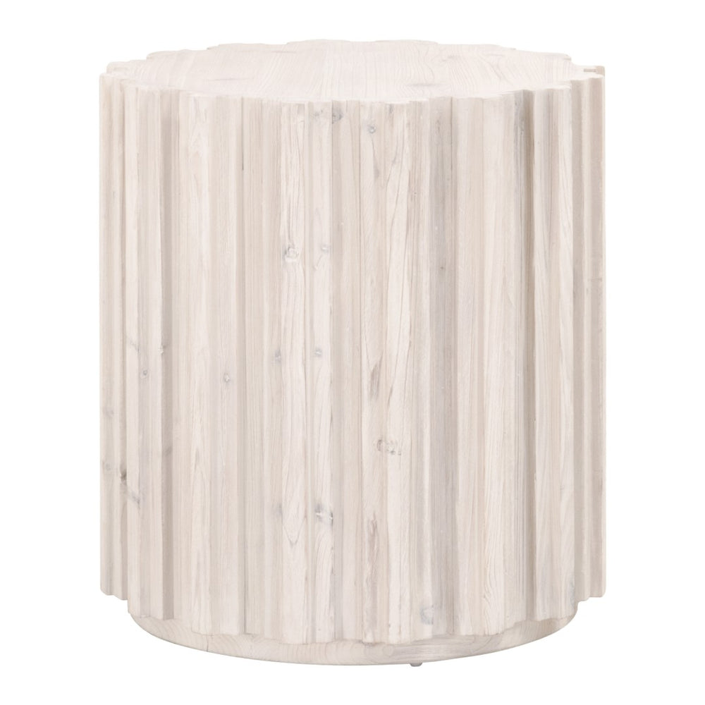 Essentials For Living Roma End Table - Eco-friendly Reclaimed Pine With Whitewash Finish & Decorative Fluting - Chic Design White Wash Pine Solid Reclaimed Pine,Reclaimed Pine Veneer,Mdf 8105.Ww-pne