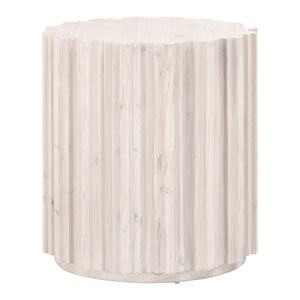 Essentials For Living Roma End Table - Eco-friendly Reclaimed Pine With Whitewash Finish & Decorative Fluting - Chic Design White Wash Pine Solid Reclaimed Pine,Reclaimed Pine Veneer,Mdf 8105.Ww-pne