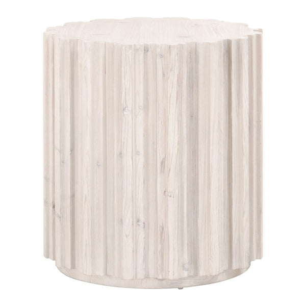 Essentials For Living Roma End Table - Eco-friendly Reclaimed Pine With Whitewash Finish & Decorative Fluting - Chic Design White Wash Pine Solid Reclaimed Pine,Reclaimed Pine Veneer,Mdf 8105.Ww-pne