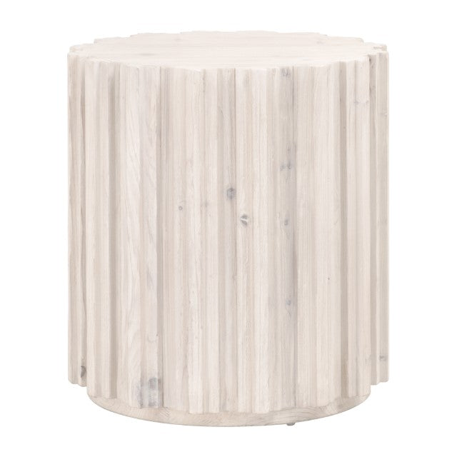 Essentials For Living Roma End Table - Eco-friendly Reclaimed Pine With Whitewash Finish & Decorative Fluting - Chic Design White Wash Pine Solid Reclaimed Pine,Reclaimed Pine Veneer,Mdf 8105.Ww-pne