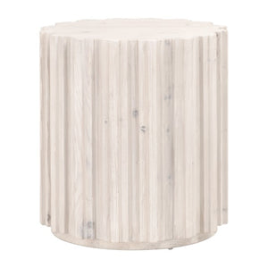 Essentials For Living Roma End Table - Eco-friendly Reclaimed Pine With Whitewash Finish & Decorative Fluting - Chic Design White Wash Pine Solid Reclaimed Pine,Reclaimed Pine Veneer,Mdf 8105.Ww-pne