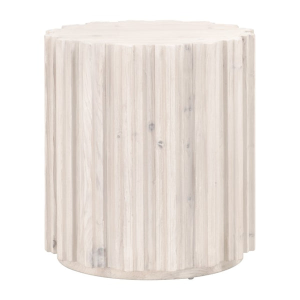 Essentials For Living Roma End Table - Eco-friendly Reclaimed Pine With Whitewash Finish & Decorative Fluting - Chic Design White Wash Pine Solid Reclaimed Pine,Reclaimed Pine Veneer,Mdf 8105.Ww-pne