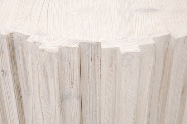 Essentials For Living Roma End Table - Eco-friendly Reclaimed Pine With Whitewash Finish & Decorative Fluting - Chic Design White Wash Pine Solid Reclaimed Pine,Reclaimed Pine Veneer,Mdf 8105.Ww-pne