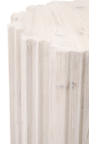 Essentials For Living Roma End Table - Eco-friendly Reclaimed Pine With Whitewash Finish & Decorative Fluting - Chic Design White Wash Pine Solid Reclaimed Pine,Reclaimed Pine Veneer,Mdf 8105.Ww-pne