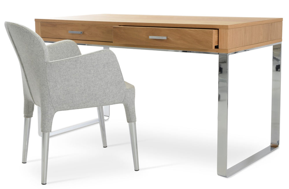 Soho Concept York Desk - Stylish Walnut, Wenge Oak & Lacquer Finishes With Durable Chrome & Black Steel Base Silver  Soho-concept-dining-chair-13992