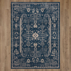 Karastan Rugs Zephyr Rotorua Machine Woven Triexta Traditional Area Rug Majolica Blue 9' 6" x 12' 11"