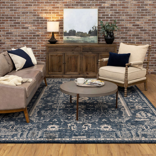 Karastan Rugs Zephyr Rotorua Machine Woven Triexta Traditional Area Rug Majolica Blue 8' x 10'