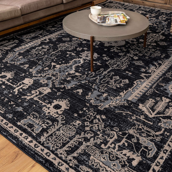 Karastan Rugs Zephyr Rotorua Machine Woven Triexta Traditional Area Rug Soot 8' x 10'