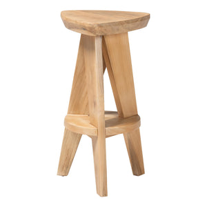 Bali & Pari Roy Solid Acacia Wood Backless Counter Stool Japandi Tripod Base