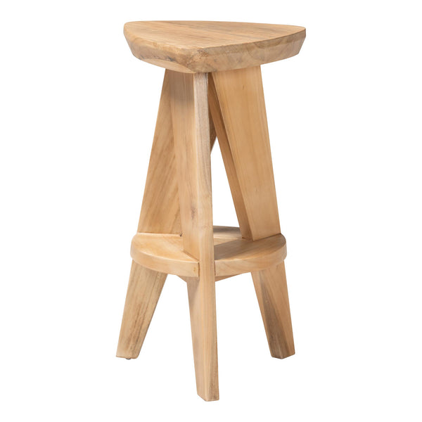 Bali & Pari Roy Solid Acacia Wood Backless Counter Stool Japandi Tripod Base