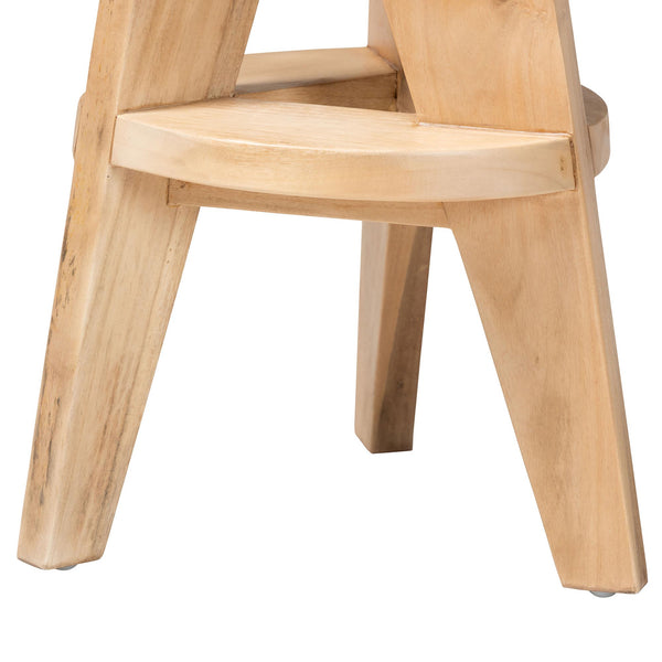 Bali & Pari Roy Solid Acacia Wood Backless Counter Stool Japandi Tripod Base
