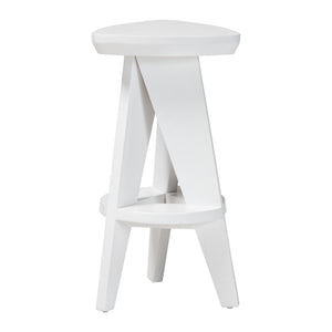 Bali & Pari Roy Solid Mahogany Backless Counter Stool Japandi Sculptural Tripod Design