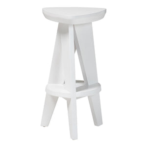 Bali & Pari Roy Solid Mahogany Backless Counter Stool Japandi Sculptural Tripod Design