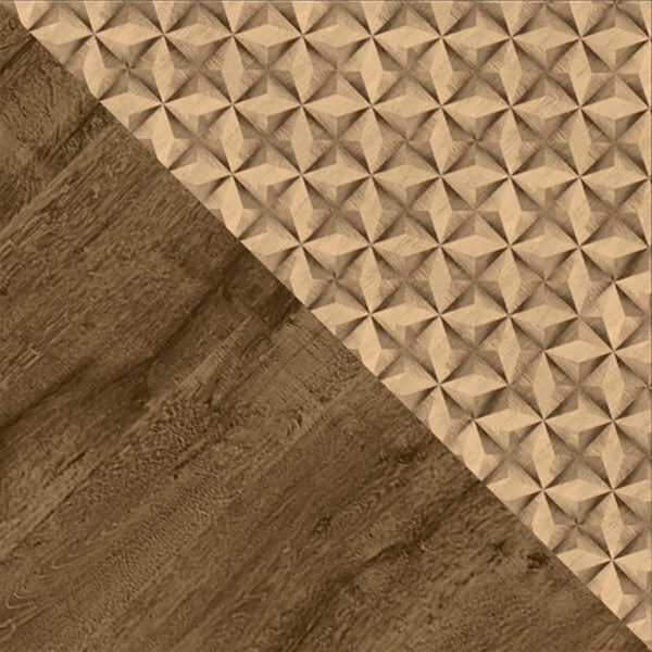 Manhattan Comfort Liberty Mid-Century Modern Nightstand Rustic Brown and 3D Brown Prints 204AMC97