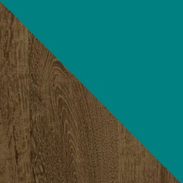 Manhattan Comfort Liberty Mid-Century Modern Nightstand Rustic Brown and Aqua Blue 204AMC93