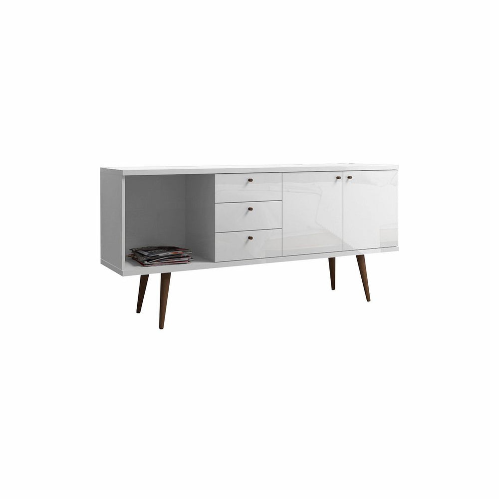 Utopia Wide Dresser in White Gloss and Maple Cream S-1010451 Manhattan Comfort