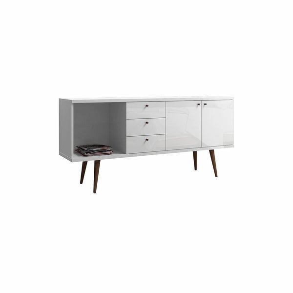 Utopia Wide Dresser in White Gloss and Maple Cream S-1010451 Manhattan Comfort