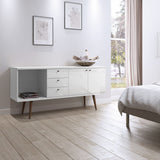 Utopia Wide Dresser in White Gloss and Maple Cream S-1010451 Manhattan Comfort