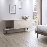 Utopia Wide Dresser in Off White and Maple Cream S-1010452 Manhattan Comfort