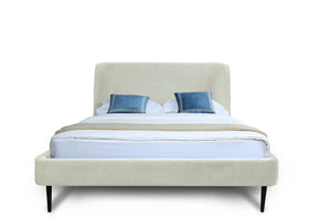 Manhattan Comfort Heather Mid-Century Modern Full-Size Bed Cream and Black S-BD003-FL-CR