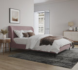 Manhattan Comfort Heather Mid-Century Modern Queen Bed Blush and Black S-BD003-QN-BH