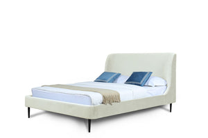 Manhattan Comfort Heather Mid-Century Modern Queen Bed Cream and Black S-BD003-QN-CR