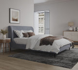 Manhattan Comfort Heather Mid-Century Modern Queen Bed Grey and Black S-BD003-QN-GY