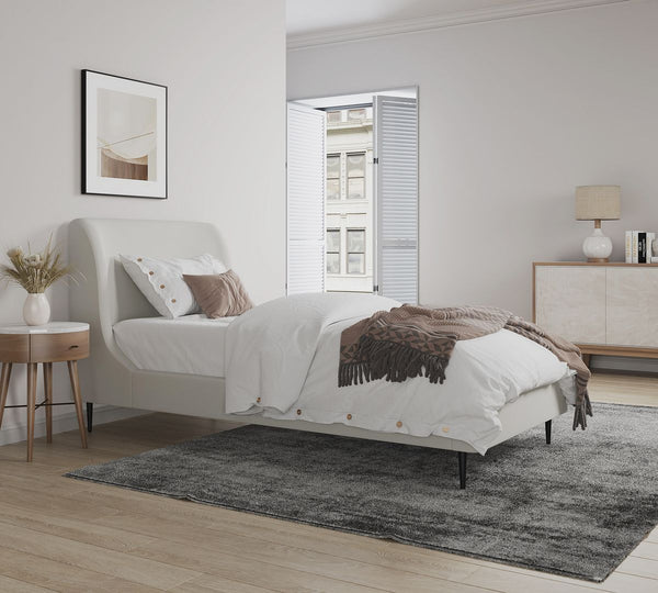 Manhattan Comfort Heather Modern Twin Bed Cream S-BD003-TW-CR
