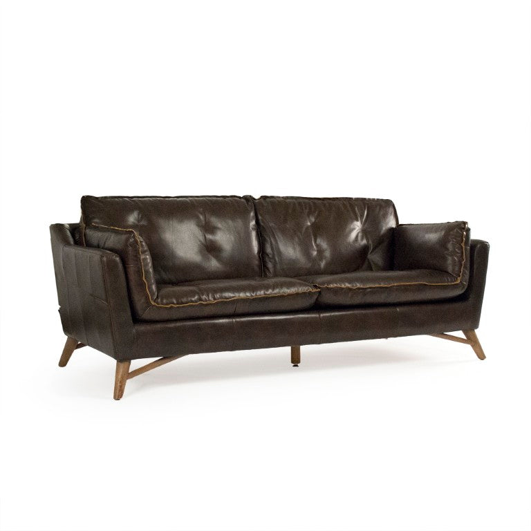 Zentique Juste Sofa in Top-Grain Leather — Timeless Neutral Design, Rubberwood Frame, Plush Everyday Comfort S0062-3