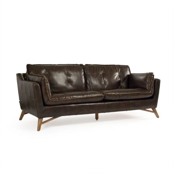 Zentique Juste Sofa in Top-Grain Leather — Timeless Neutral Design, Rubberwood Frame, Plush Everyday Comfort S0062-3