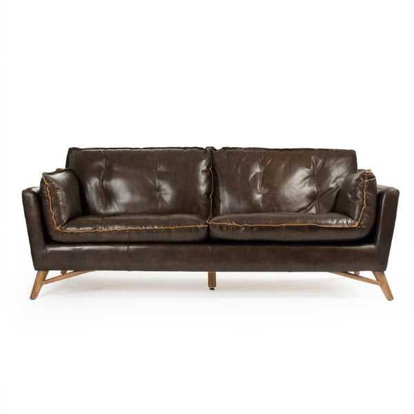 Zentique Juste Sofa in Top-Grain Leather — Timeless Neutral Design, Rubberwood Frame, Plush Everyday Comfort S0062-3