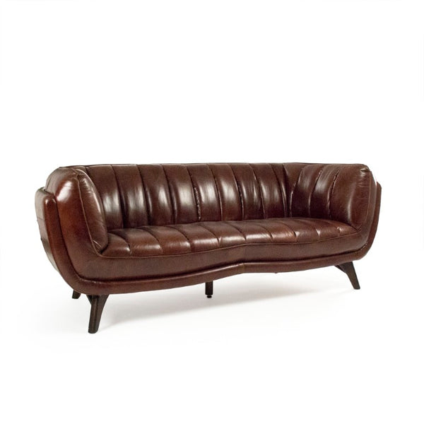 Zentique Brice Top-Grain Leather Sofa with Solid Rubberwood Frame, Cushioned Support, Modern Transitional Appeal S0087-3