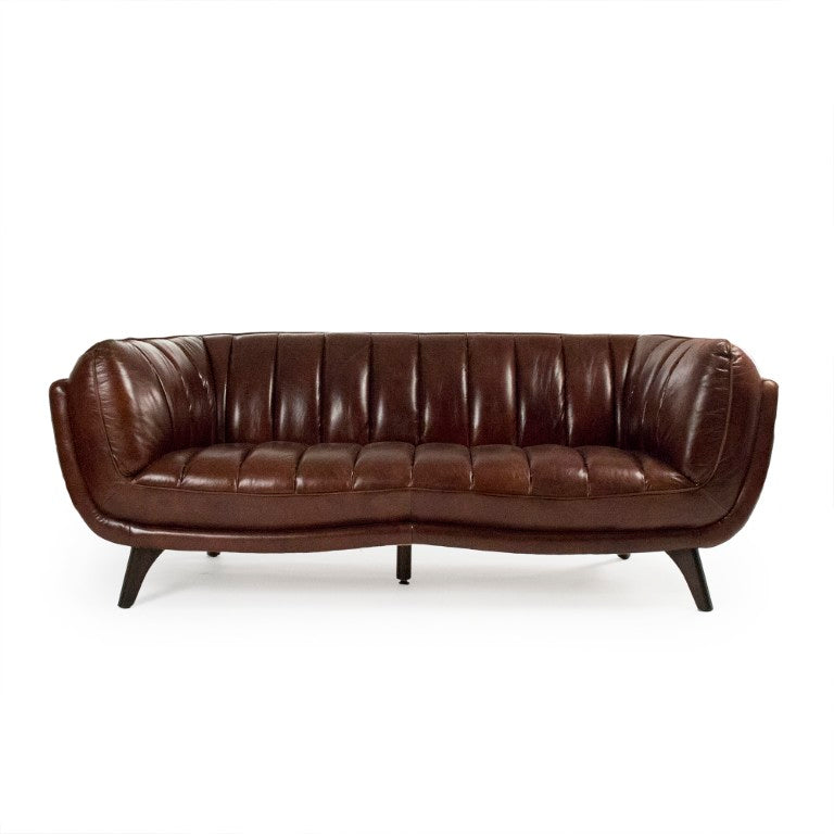 Zentique Brice Top-Grain Leather Sofa with Solid Rubberwood Frame, Cushioned Support, Modern Transitional Appeal S0087-3