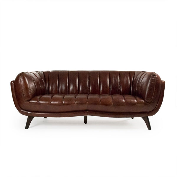 Zentique Brice Top-Grain Leather Sofa with Solid Rubberwood Frame, Cushioned Support, Modern Transitional Appeal S0087-3