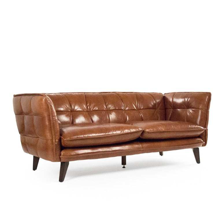 Zentique Liliane Top-Grain Leather Sofa with Rubberwood Frame, Classic Lines, Durable Comfort for Living Rooms S0119A-3