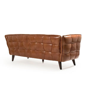 Zentique Liliane Top-Grain Leather Sofa with Rubberwood Frame, Classic Lines, Durable Comfort for Living Rooms S0119A-3