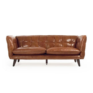 Zentique Liliane Top-Grain Leather Sofa with Rubberwood Frame, Classic Lines, Durable Comfort for Living Rooms S0119A-3