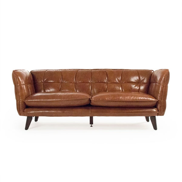 Zentique Liliane Top-Grain Leather Sofa with Rubberwood Frame, Classic Lines, Durable Comfort for Living Rooms S0119A-3